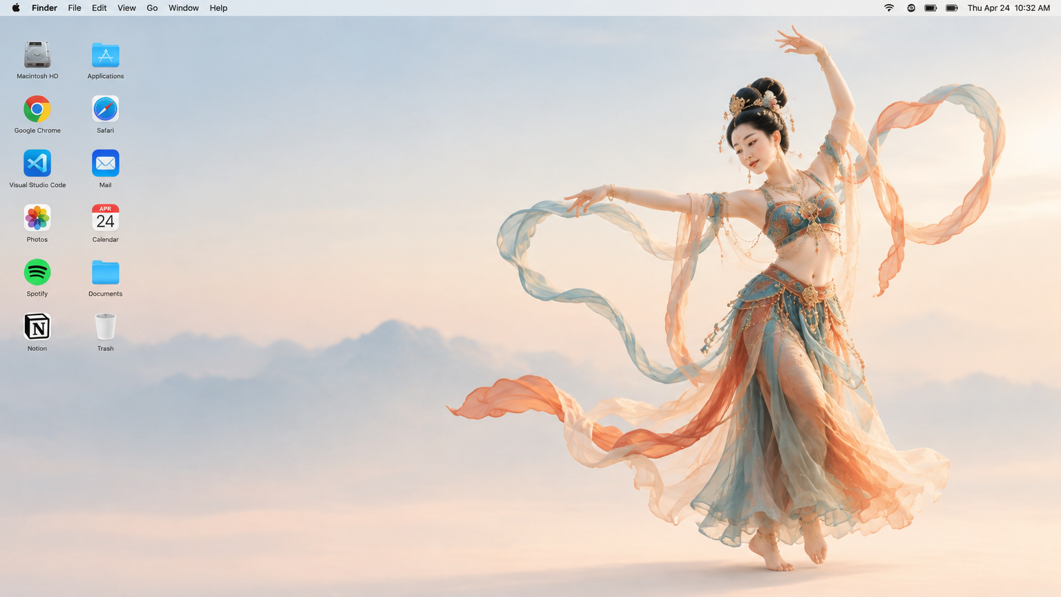 Fond d’écran Mac avec danseuse apsara de Dunhuang