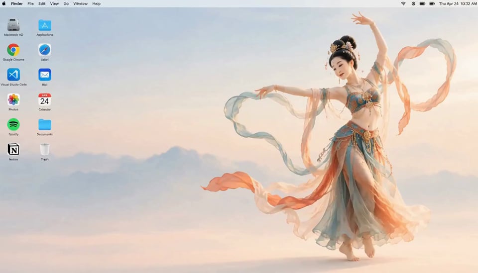 حادث سطح مكتب Dunhuang apsara: خلفية شاشة Mac مدتها عشر ثوانٍ