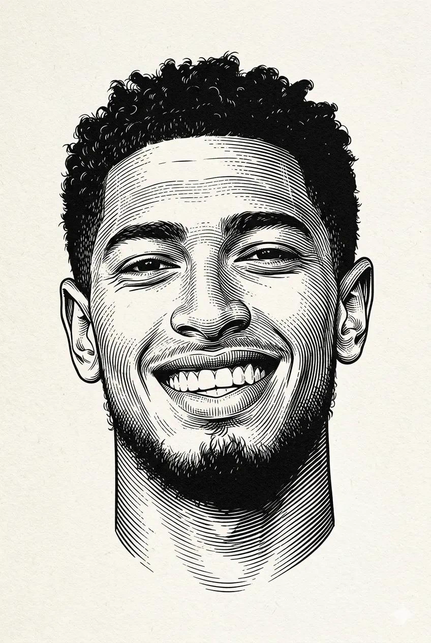 High-Contrast Engraved Football Portraits