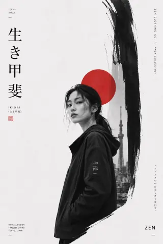Monochromes japanisches Modeplakat
