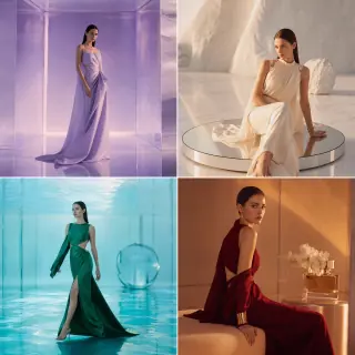 2x2 Couture-Collage in vier surrealen Luxuswelten