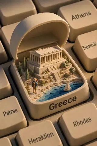 Reisediorama mit Tastaturtasten