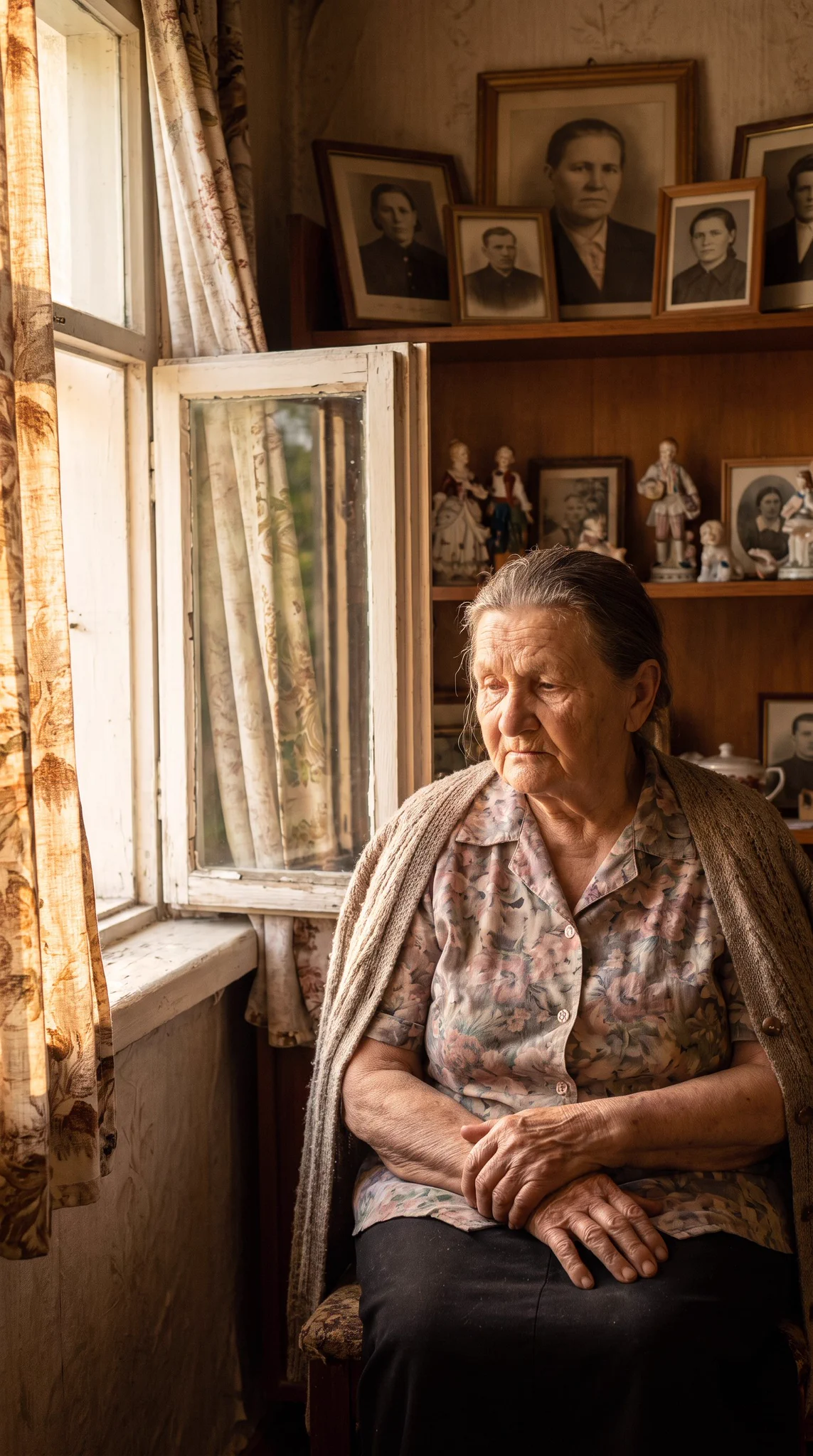 An Elderly Mother Beside an Open Window