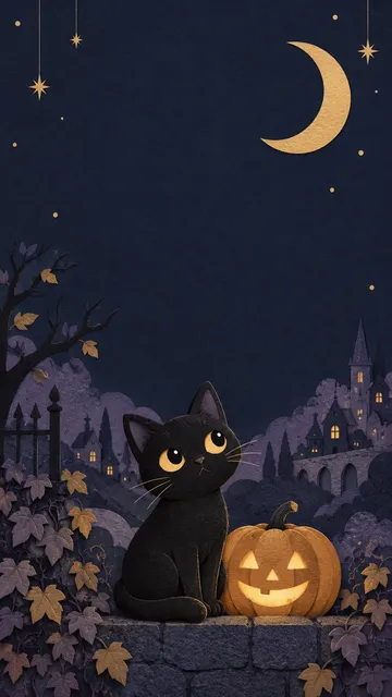 Midnight black cat